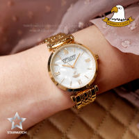 AMERICA EAGLE นาฬิกาข้อมือผู้หญิง สายสแตนเลส รุ่น AE110L - GOLD/PEARLWHITE