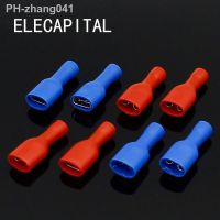 200pcs Fully Insulated Splice Wire Cable Connector 6.3mm Crimp Electrical Terminals 100 Red 100 Blue Kit Set