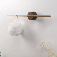 Retro Minimalist Towel Bar Walnut Wood Brass Towel Rack Wall Mounted Towel Hanger Creative Removable Towel Rail