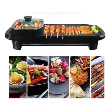 2 in 1 Electric Grill Indoor Hot Pot Barbecue Multifunctional, Indoor  Teppanyaki Grill/Shabu Shabu Pot with Divider - Separate Dual Temperature  Contral, Capacity for 2-12 People 