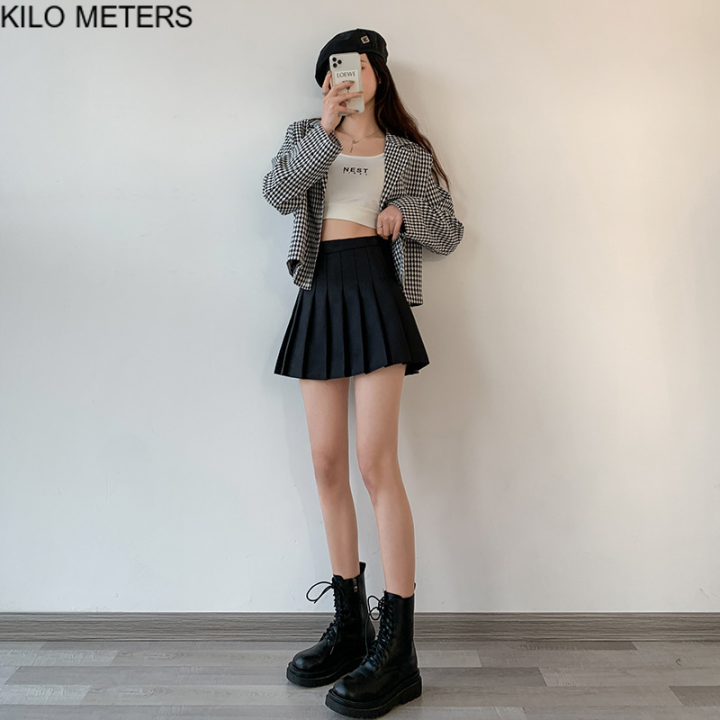 KILO METERS pleated miniskirt 2 layer pleated tennis skirt lined high ...