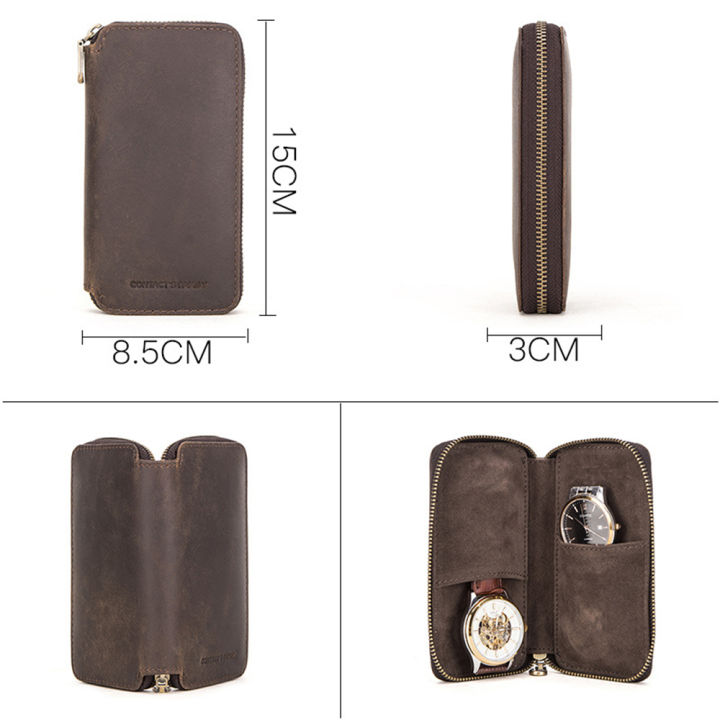 2-slot-universal-zipper-travel-simple-storage-pouch-watch-genuine-leather