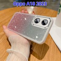 สำหรับ A18 Oppo A38 A 38 A 18 4G 2023เคสผิวด้านโปร่งใสสีแวววาวแวววาวแวววาวแวววาวกรอบเต็มป้องกันเลนส์กล้องซิลิโคนนิ่มเคสโทรศัพท์กันกระแทกฝาครอบด้านหลัง