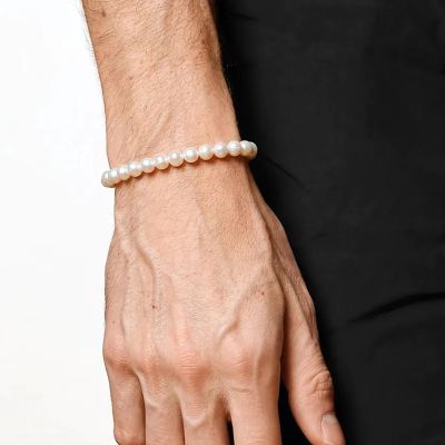 2022 New Trendy Classic Imitation Pearls Bracelet Men Handmade Simple Beaded Bracelet For Men Jewelry Gift