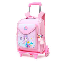 Wholesale 2023 mochila scholar infantil children cartoon wheels backpack kids trolley school bag for girls