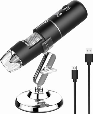 T TAKMLY Wireless Digital Microscope Handheld USB HD Inspection Camera 50x-1000x Magnification with Stand Compatible with iPhone, iPad, Samsung Galaxy, Android, Mac, Windows Computer Black