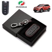 สำหรับ Perodua Bezza All-New Myvi Aruz 2017-2019 Keyless ระยะไกลมือเย็บหนังรถยนต์ที่สำคัญกรณีปก Keychian (LZ-03)