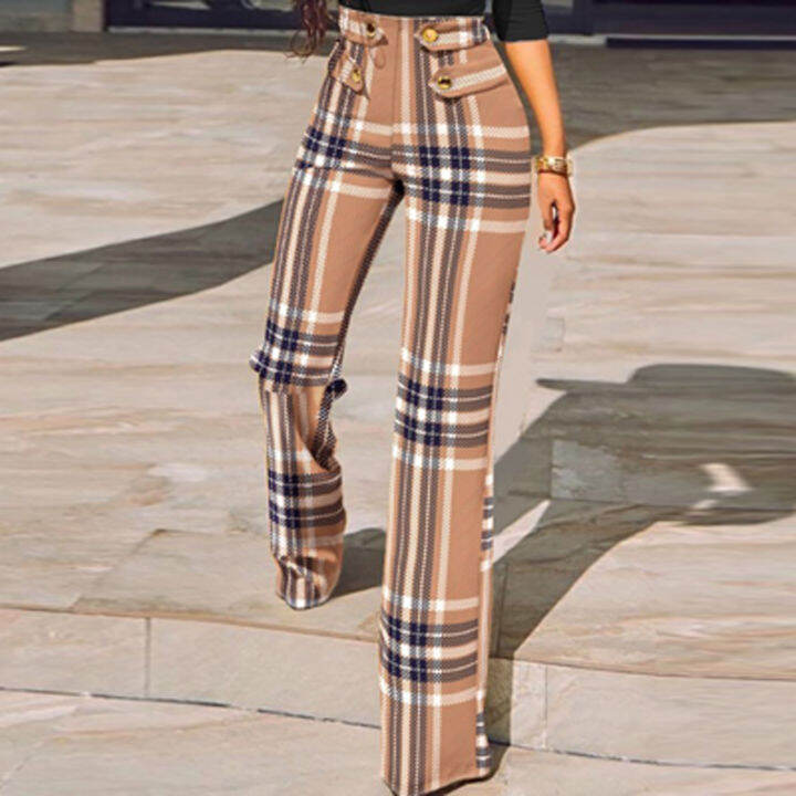 women-new-autumn-slim-bodycon-trousers-spring-high-waist-buttoned-office-suit-pants-houndstooth-plaid-print-straight-pants-mujer