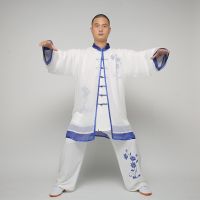 USHINE HX Chinese Taichi Uniform Kungfu Clothes Martial Arts Suit Qigong Printing Demo Wushu Outfit Woman Girls Male