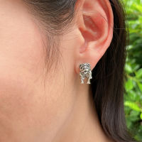 Sterling silver bull dog ear jacket | Double side dog ear cuff | Front back studs | Bohemian earrings | E952