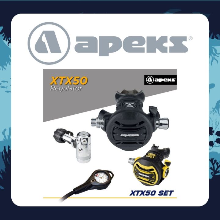 apeks-xtx50-scuba-diving-regulator-set-second-stage-xtx-50-xtx-40-ocotpus-apeks-pressure-gauge-yoke-int