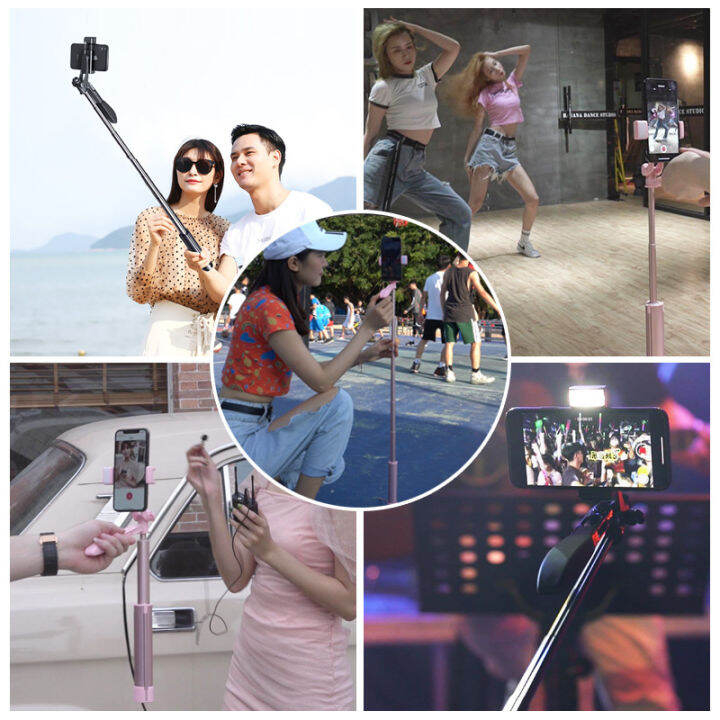 ไม้เซลฟี่-sticksa21เซลฟี่รีโมทคอนโทรลบลูทูธตัวกันกระทะเอียงแบบมือถือกล้องโทรศัพท์มือถือขายึดสตรีมสด-tripoddrtujhfg