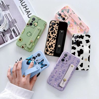 「Enjoy electronic」 For Xiaomi Mi 11T 11T Pro Phone Case Soft Flower Bag Holder Stand Back Cover For Xiaomi Mi 11t 11tPro Shockproof Wrist Strap TPU