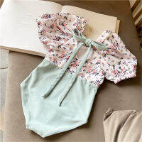 Sweet Floral Baby S ชุดว่ายน้ำหมวก2023ฤดูร้อนใหม่เกาหลีเด็กวัยหัดเดิน Backless ชุดว่ายน้ำเด็กบิกินี่ชุดว่ายน้ำหญิง