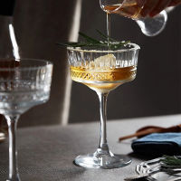 European Carved Wide Mouth Champagne Glass Martini Goblet Household Dessert Cup Creative tail Cups Bar Wine Glasses