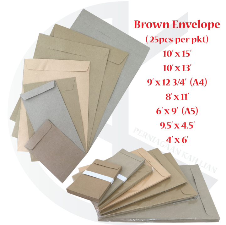 Brown Manila Envelope 25pcs per pkt Size A5/A4 Ready Stock Lazada