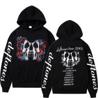 Deftones Skull Double Sided Graphic Hoodie Men Alternative Rap Metal Band Sweatshirt Tops Man Black Hoodies Size XS-4XL