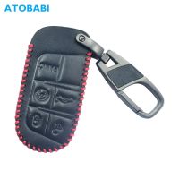 ❅♗▫ Leather Car Key Cover Case Keyless Remote Bag For Jeep Grand Cherokee Dodge Challenger Charger Dart Durango Journey Chrysler 30