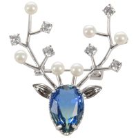 Cute Animal Reindeer Antler Deer Brooch Lady MenS Imitation Pearl Zircon Christmas Brooch Fashion Jewelry