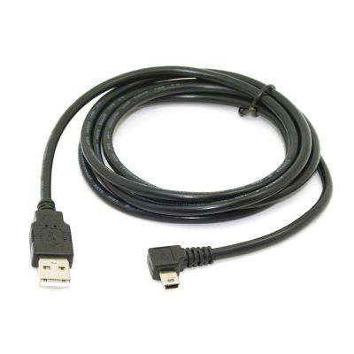 1.8m Mini USB B Type 5pin Male 90 Degree Left Angled to USB 2.0 Male Data Cable Black Color