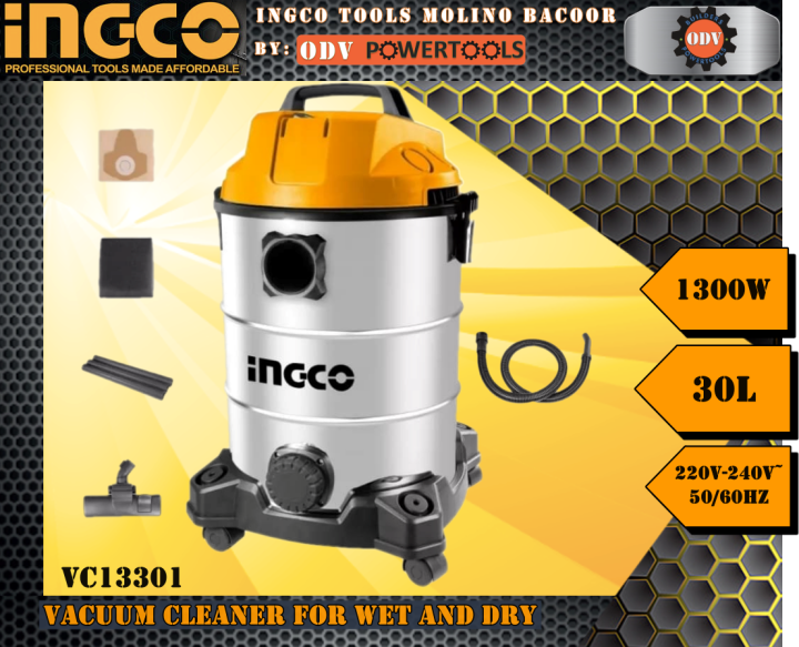 Ingco VC13301 Vacuum Cleaner 1300W For Wet and Dry Cleaning ODV