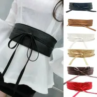 【cw】 2019 New WomenSexy Stretchy Buckle WaistBow WideLeather Elastic Corset WaistbandBlack RedCame