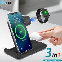 202115W Qi Wireless Charger Stand for iPhone 13 12 11 XS XR X 8 3 in 1 Fast Charging Dock Station For Apple Watch 7 6 SE AirPods Pro