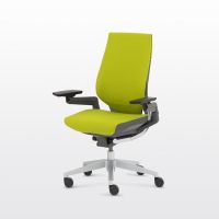 Modernform เก้าอี้ Steelcase ergonomic รุ่น Gesture พนักพิงกลาง แบบ Wrap  โครงเงิน หุ้มผ้าเขียว เก้าอี้เพื่อสุขภาพ