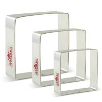 KENIAO Squares Cookie Cutter - Large  Medium  Small Basic Plaque Biscuit Fondant Bread Sandwich Molds - Stainless Steel Bread Cake  Cookie Accessories