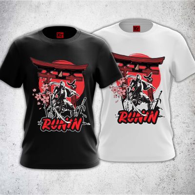 New Fashionshirt samurai katana fabric 100% cotton black and white shirt short sleeve t shirt for men and women 2023