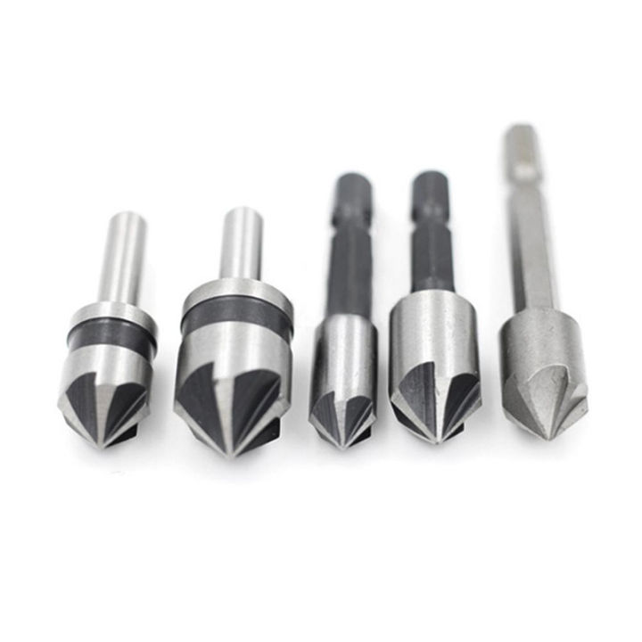 คลังสินค้าพร้อม-fonix-5pcs-5ขลุ่ยhss-countersink-drillชุดบิต90องศา1-4inch-shankอ่างล้างจานโลหะchamfering-cutterสำหรับงานไม้เครื่องมือ