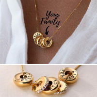 Personalized Engraved Family Name Beads Charms With Crystal Necklace Stainless Steel Custom Love Mum Style Gift Jewelry