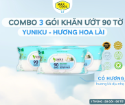 Combo 3 gói Khăn giấy ướt cao cấp 90 Tờ Hương Lài Yuniku HÀNG CHÍNH HÃNG