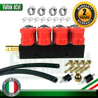 Valtek Gas Injector Type 30 4 cyl  with Hoses and Clamps- ชุดเซ็ต รางหัวฉีด Valtek 4 สูบ 3 โอห์ม พร้อมท่อยางและเข็มขัดy)