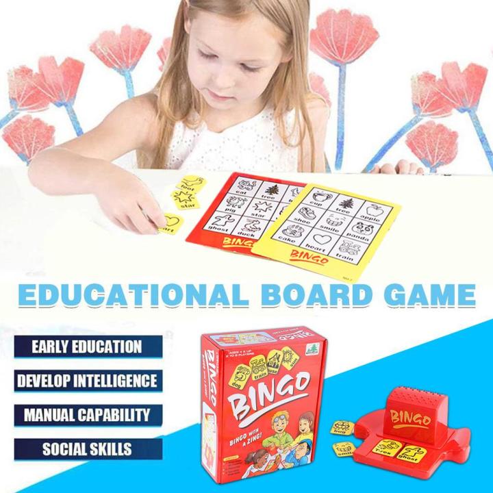 เกมกระดานบิงโกสำหรับเด็กของเล่นเพื่อการศึกษาเกมจับคู่การ์ดคำภาษาอังกฤษจิ๊กซอว์รูปภาพคำภาษาอังกฤษ-q6n3