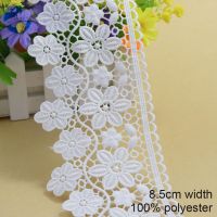 8.5cm white polyester embroid sewing ribbon guipure lace trim or fabric warp knitting DIY Garment Accessories free shipping#3697 Pipe Fittings Accesso