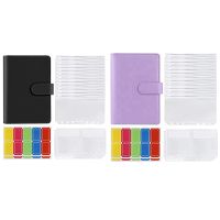 2Set 14 Binder Bags A6 with Leather Binder Cover, 6 Rings Budget Binder with Cash Envelope,Black &amp; Purple