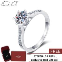 ETERNALS EARTH 1.0ct Moissanite S925สเตอร์ลิงแหวนโชคแฟชั่นแหวนสดใสข้อเสนอของขวัญสำหรับแฟนสาว