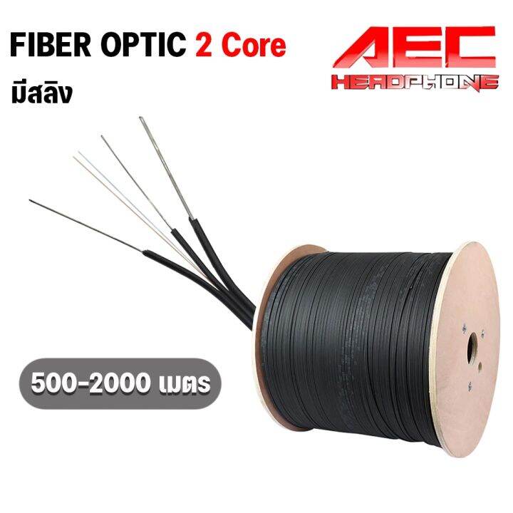 สายไฟเบอร์ ออฟติก มีสลิง 2 Core Fiber Optic + Sling Outdoor Cable สาย ...