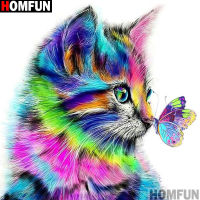 HOMFUN Full Square/Round Drill 5D DIY Diamond Painting "Cat butterfly" 3D Embroidery Cross Stitch 5D Home Decor Gift A13636