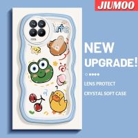 เคส JIUMOO สำหรับ Realme 8 Realme 8 Pro เคสลายสัตว์การ์ตูนสีสันสดใสน่ารักขอบคลื่นครีมเคสมือถือกันกระแทกแบบใสนิ่มโปร่งใสลายกล้องถ่ายรูปที่เรียบง่ายปลอกป้องกันอ่อนโยน