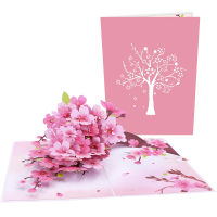 Cherry Blossom Tree Pop-up บัตรอวยพรดอกไม้การ์ดขอบคุณของขวัญวันเกิดตกแต่ง Universal เทศกาลการ์ดอวยพรพร้อมซองจดหมาย-hdfssaa