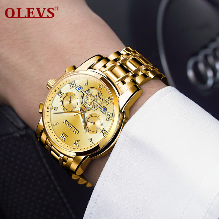 ซื้อ1แถม3-olevsควอตซ์นาฬิกาgshockสำหรับชายขาย2021แฟชั่นกันน้ำสแตนเลสสำหรับธุรกิจmulti-functionนาฬิกาโครโนกราฟ
