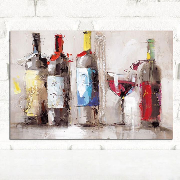 ขวดไวน์แดงโรแมนติก-ภาพวาดสีน้ำมันนามธรรม-โปสเตอร์ภาพเขียน-อุปกรณ์ตกแต่งห้องครัว-cuadros-ทันสมัย-จิตรกรรมฝาผนังห้องอยู่อาศัย-1ชิ้น