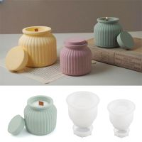 Plaster Epoxy Resin Molds DIY Succulent Flower Pot Candle Jar Round Silicone Mold With Lid