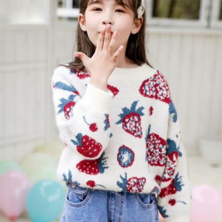 เสื้อสเวตเตอร์เด็กผู้หญิง-เสื้อกันหนาวฤดูใบไม้ร่วงและฤดูหนาว2022ใหม่เสื้อสเวตเตอร์ขนมิงค์หนาแบบเกาหลี