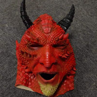 Demon King Of Lies Belial Halloween Scary Party Cosplay Clothing Latex Terror Headgear Long Horns