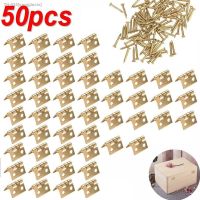 ☍❡ 50pcs Mini Brass Hinge For Small Craft Door Box Accessories Gold 8x10mm Miniature Cabinet Furniture Fittings Home Hardware