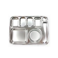 พร้อมส่ง 식판 ถาดหลุมสแตนเลส Stainless Steel Food Tray 1 ชิ้น