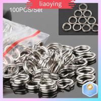 LIAOYING 100PCS แบบพกพา คุณภาพสูง ไลน์แทคเคิล ทนทาน สแน็ปหมุน สแตนเลส ปลา Connector แหวนแยกตกปลา